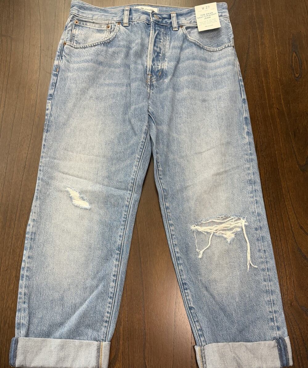 Madewell The Dean Easy Straight Leg Jean Womens Size 27 NWT Distressed